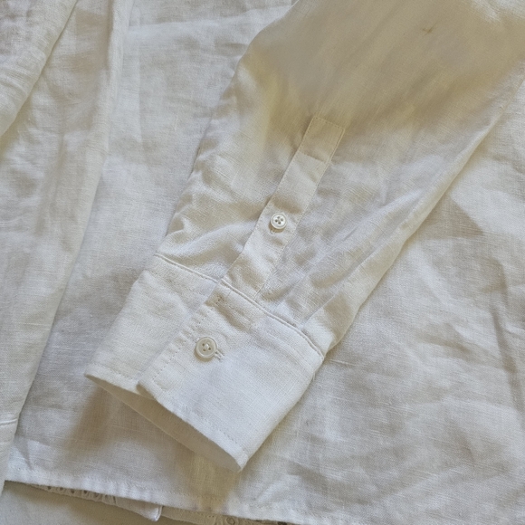Talbots Petites linen boho eyelet long-sleeve button-down shirt Size M - Picture 4 of 6